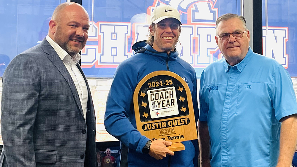 Coach Justin Quest with THSCA officials
