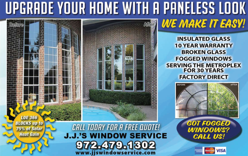 J.J.’s Window Service promotes paneless window upgrades, fogged glass repair and free quotes.