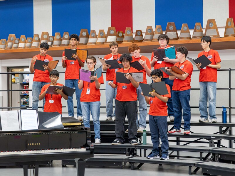 Varsity Mens Choir Practicing