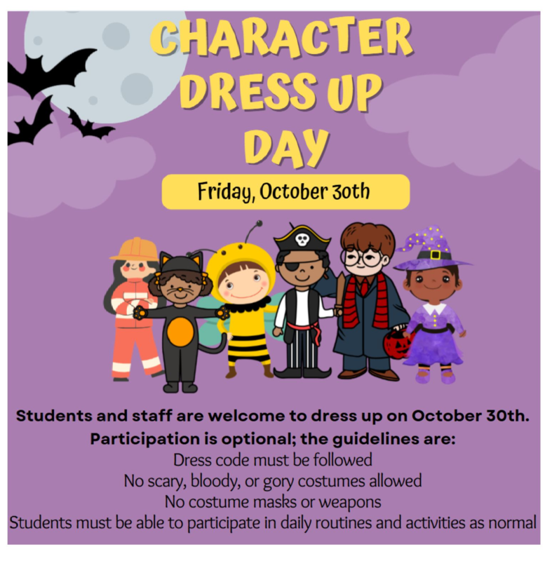Character Dress up day flyer