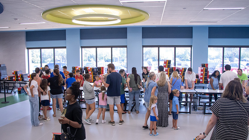 Olson parents and students gather in renovated library 