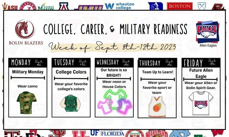 College & Career Dress Up Days 8/8-8/12