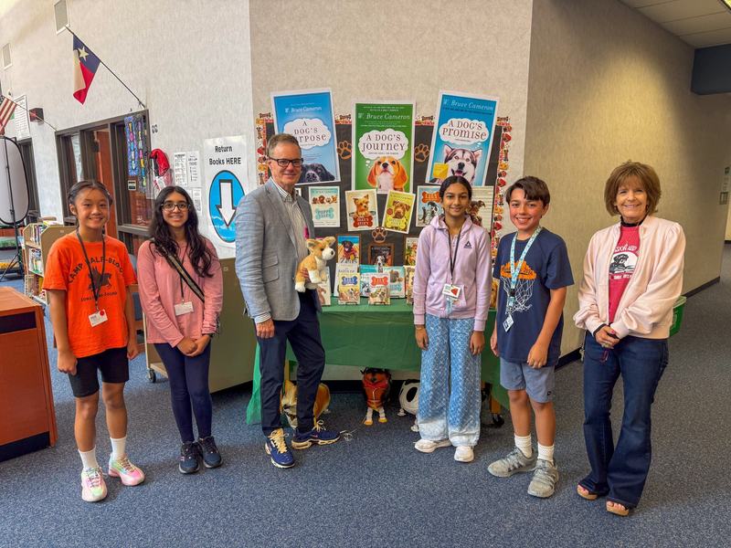 Author W. Bruce Cameron visited multiple schools, engaging students with stories, discussion, and insights into writing, imagination, and his new book, Stella: Ranch Patrol.