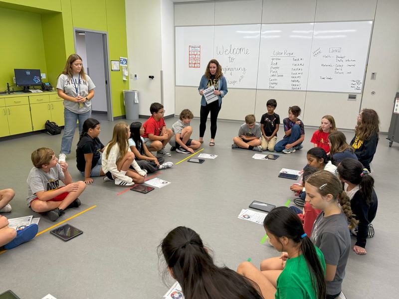Allen ISD 6th graders use a Foundation for Allen Schools grant to create Earth Art at the STEAM Center, blending art and science.