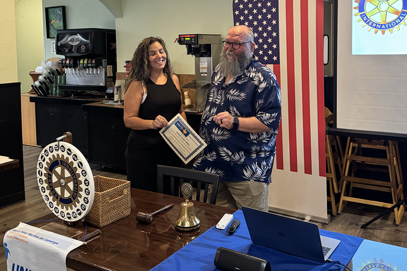 Nady Martin with the STEAM Center's Kirk Evans