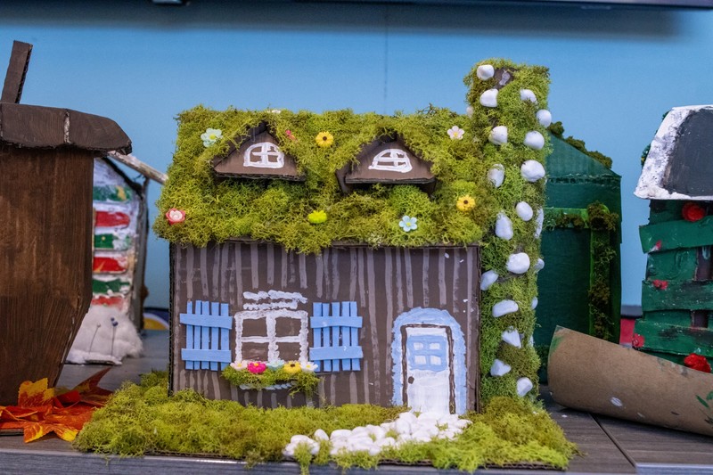 STEAM Center students display creative interior design projects and seasonal installations built through hands-on, collaborative learning.