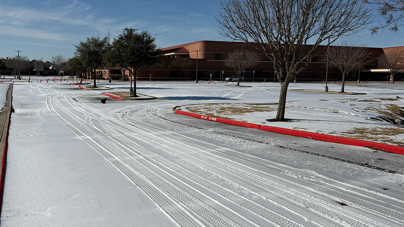 Photos from Allen ISD campus parking lots and drop-off zones, taken at approximately 2 p.m. on January 28th.