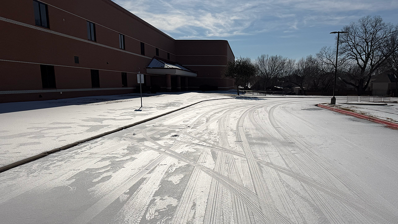 Photos from Allen ISD campus parking lots and drop-off zones, taken at approximately 2 p.m. on January 28th.