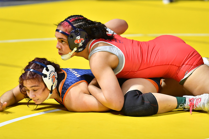 Girls wrestling action