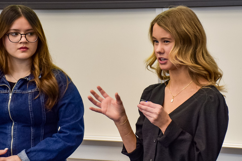 AHS student discusses Easter Bunny photo booth