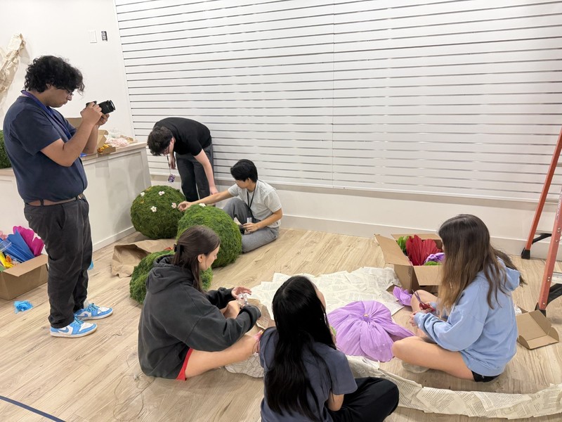 AHS CTE students work on Watters Creek Easter Bunny display