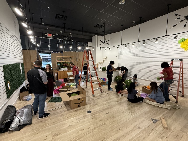 AHS CTE students work on Watters Creek Easter Bunny display