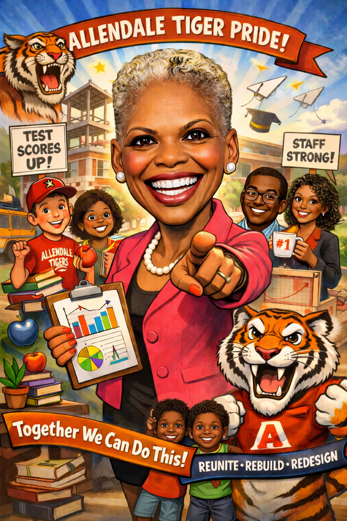 superintendent dr cave allendale tiger pride ai caricature