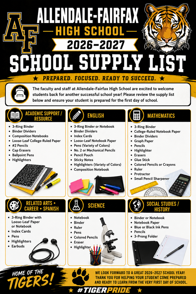 AFHS School Supply List 