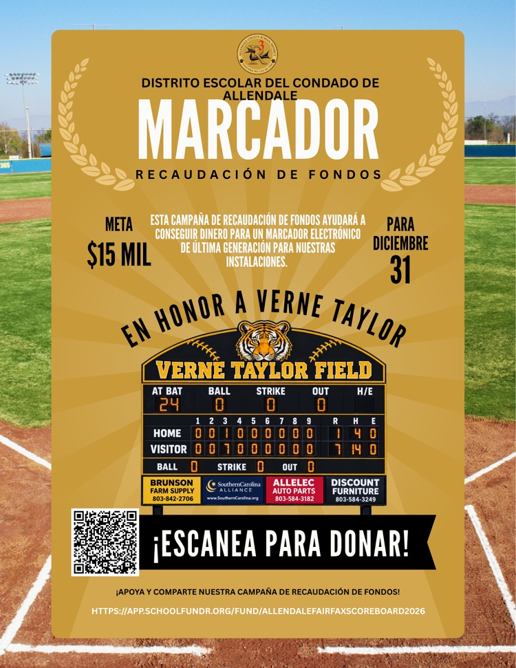 Escaneo del marcador del distrito escolar del condado de Allendale para apoyar y compartir nuestra recaudación de fondos