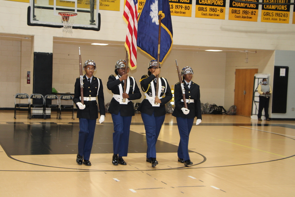 JROTC students presenting colors