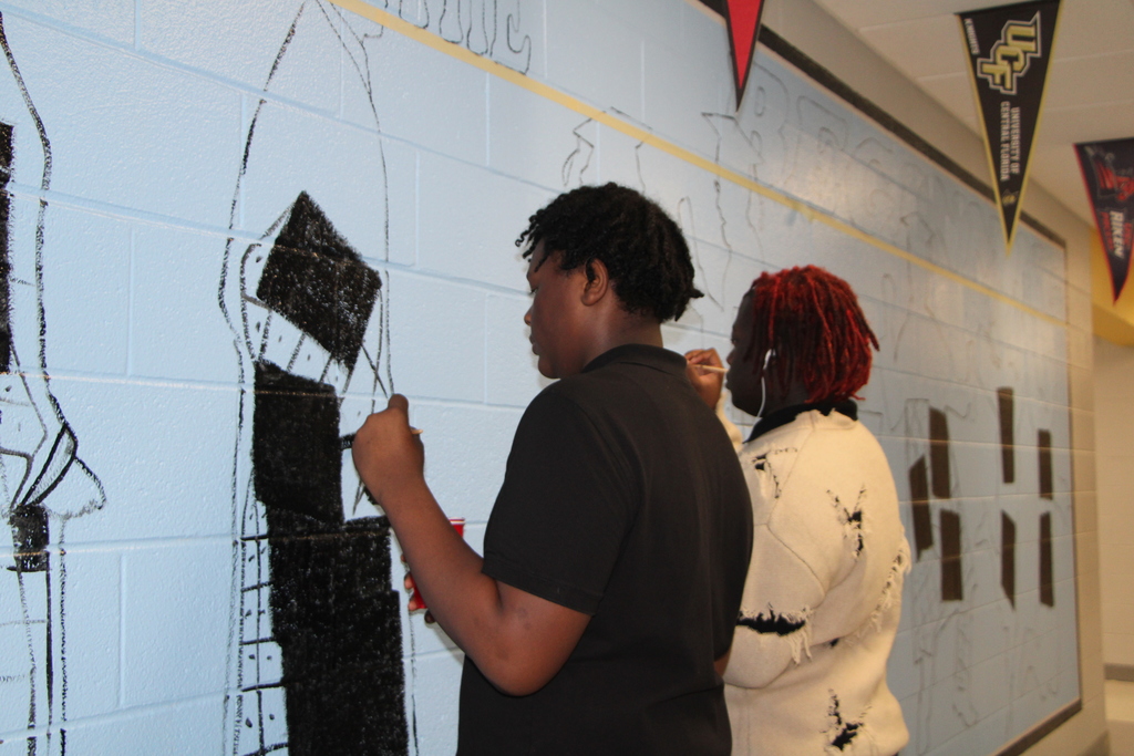 children painting murals