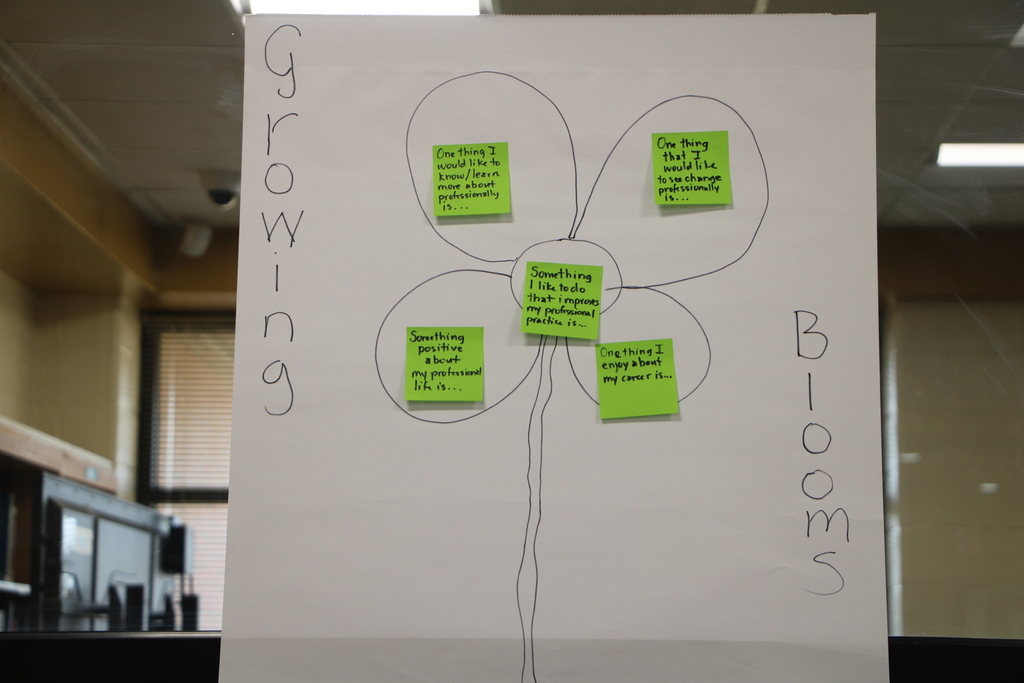 growing blooms sticky note