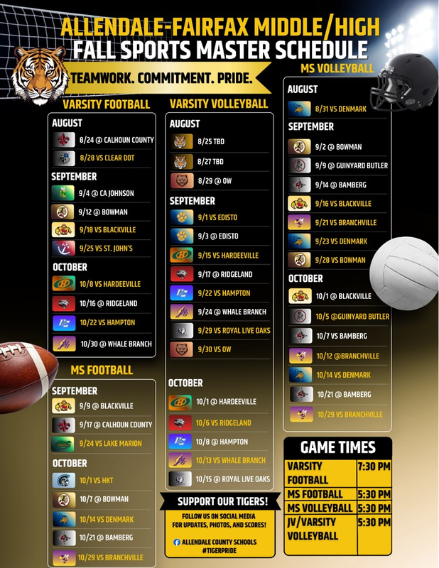 allendale fairfax middle high fall master sports schedul