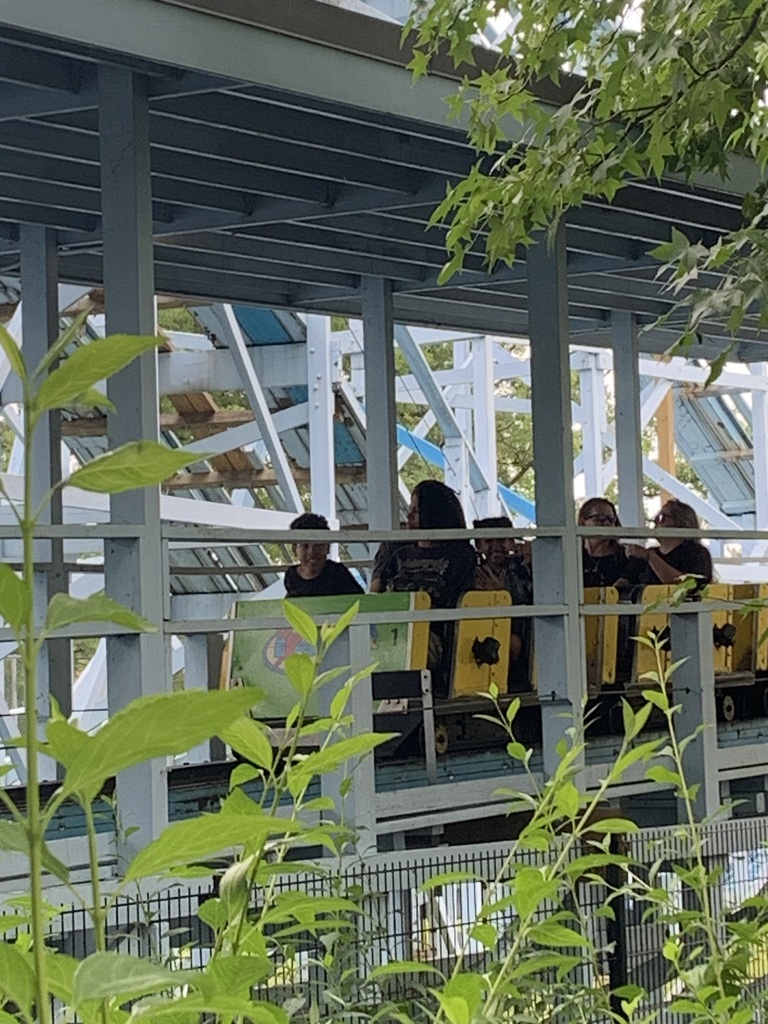 the keller family riding a roller coaster