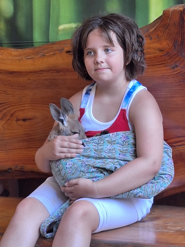 holding a kangaroo