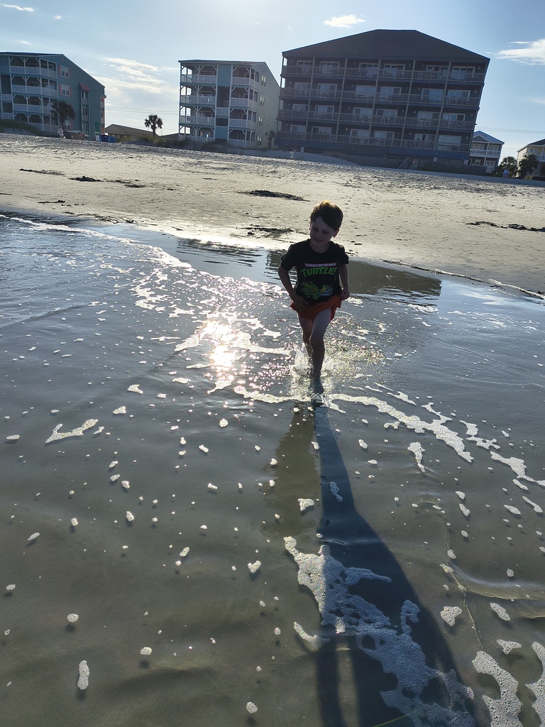 Maverick running into the ocean