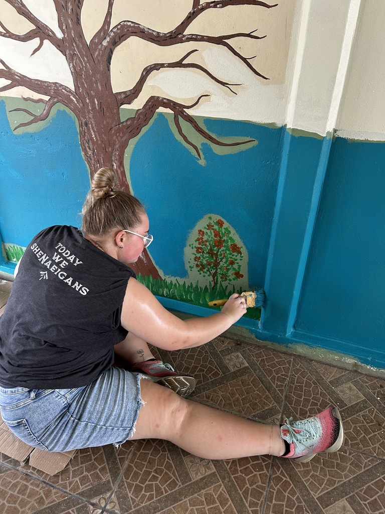 A student painting