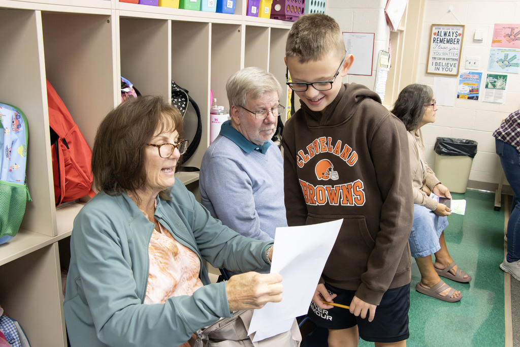 students with their grandparents