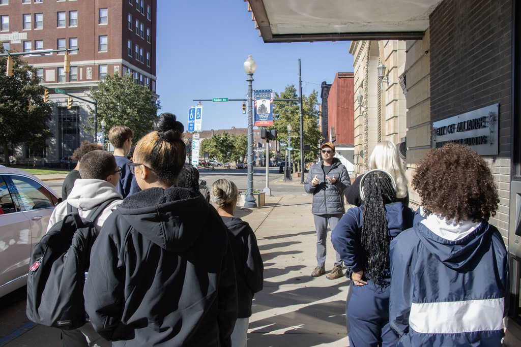 students listening during the tour