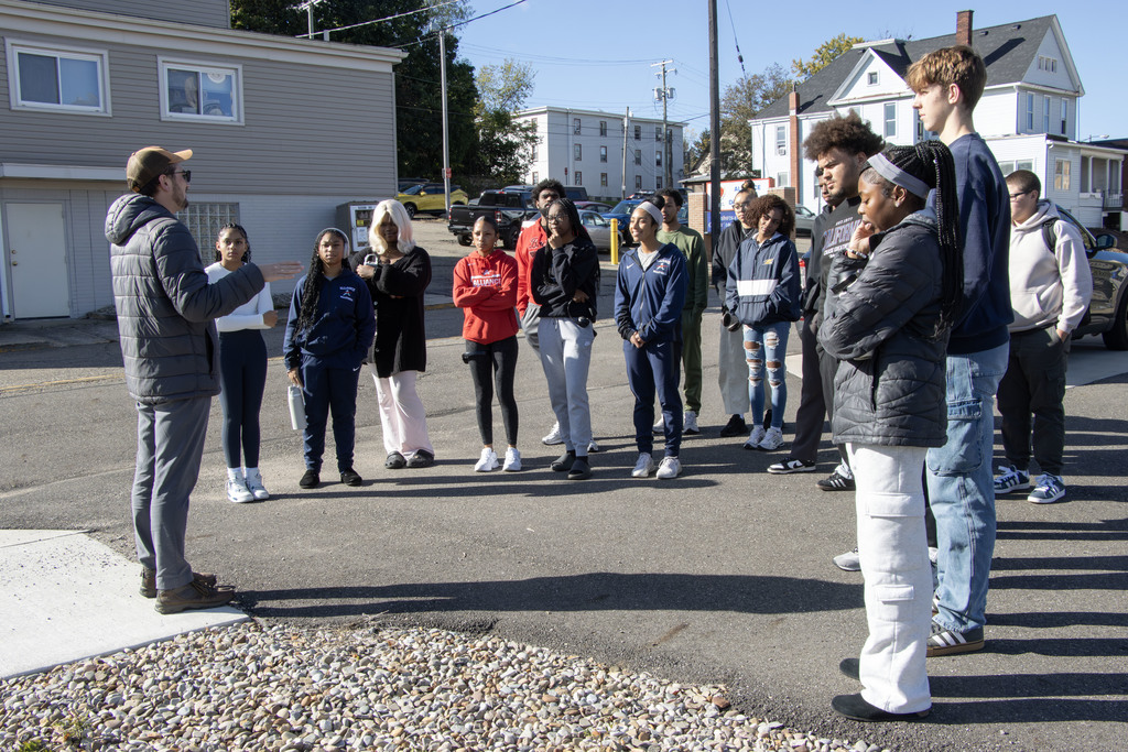 Student listening during the tour
