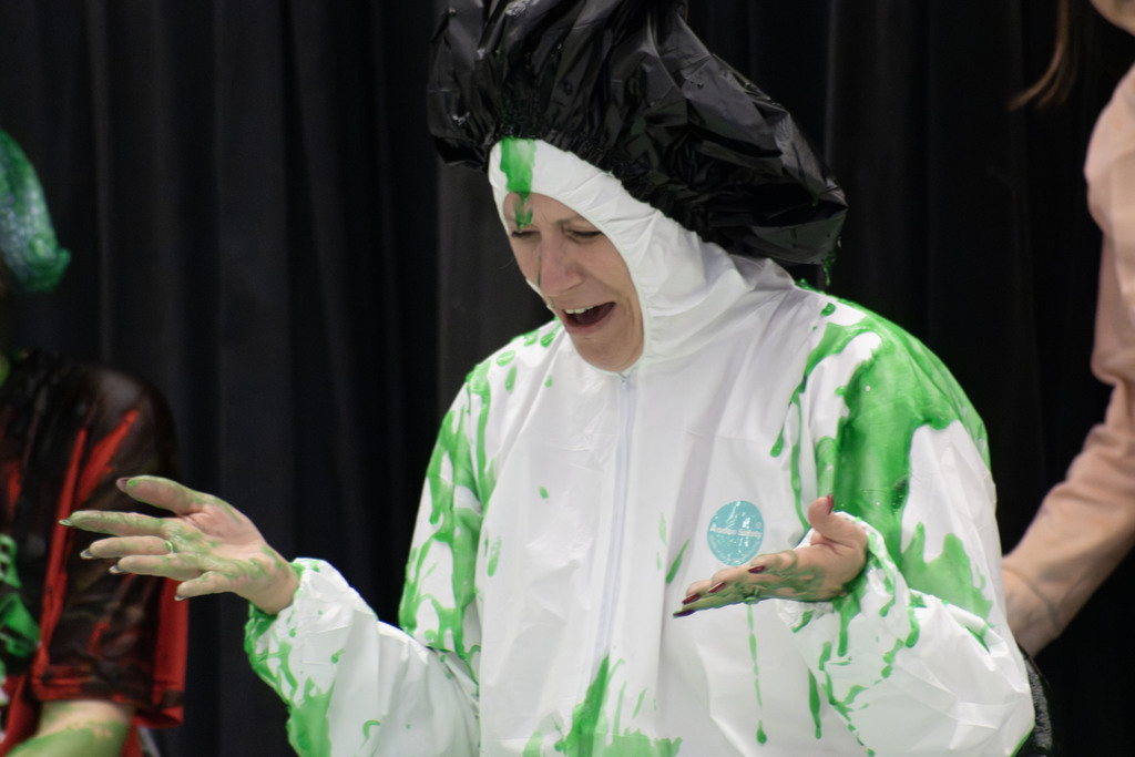 Paula Oesch covered in slime