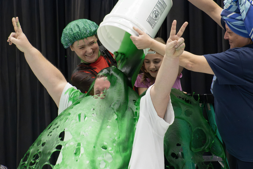 Jason Morgan getting a bucket of slime dumped on him
