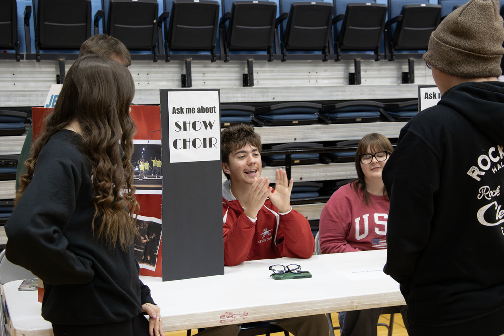 Students talking at the involvement fair