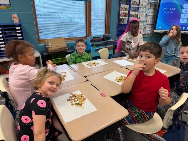 Students eating a snack