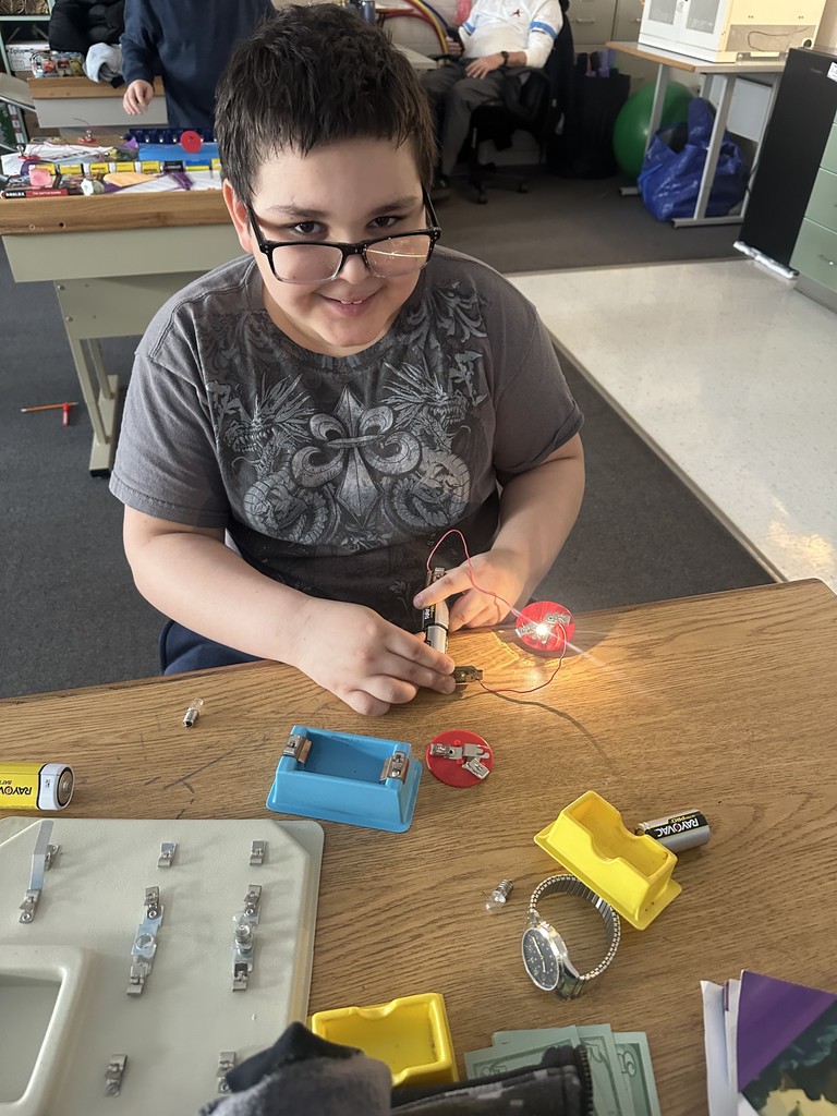 Students building circuits