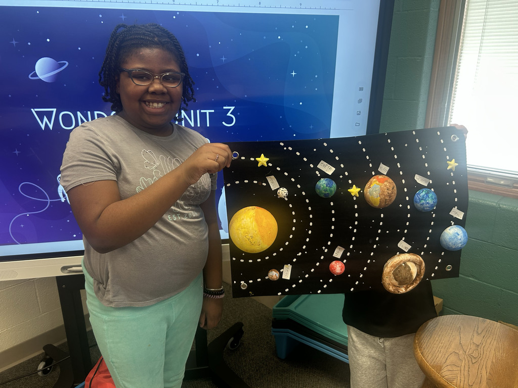 Students showing their projects to the class