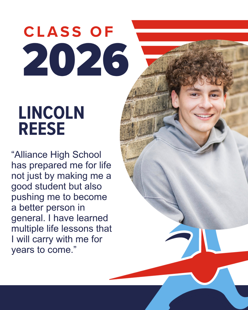 Portrait of Lincoln Reese, a smiling student from the Class of 2026, with a quote about his high school experience.