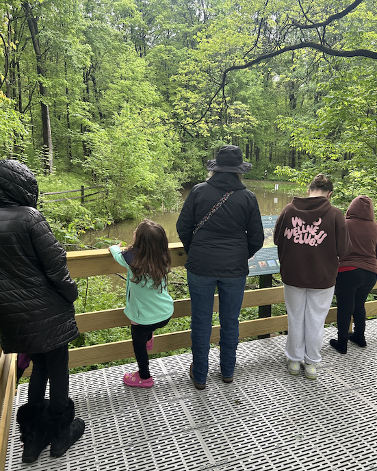 Students exploring the Nature center