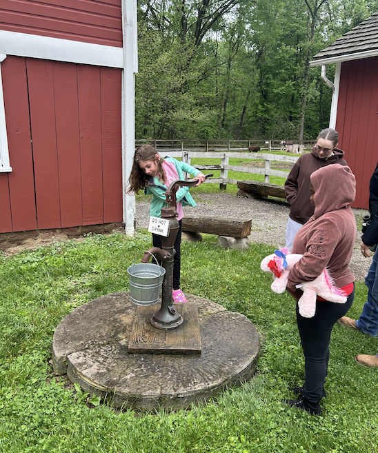 Students exploring the Nature center