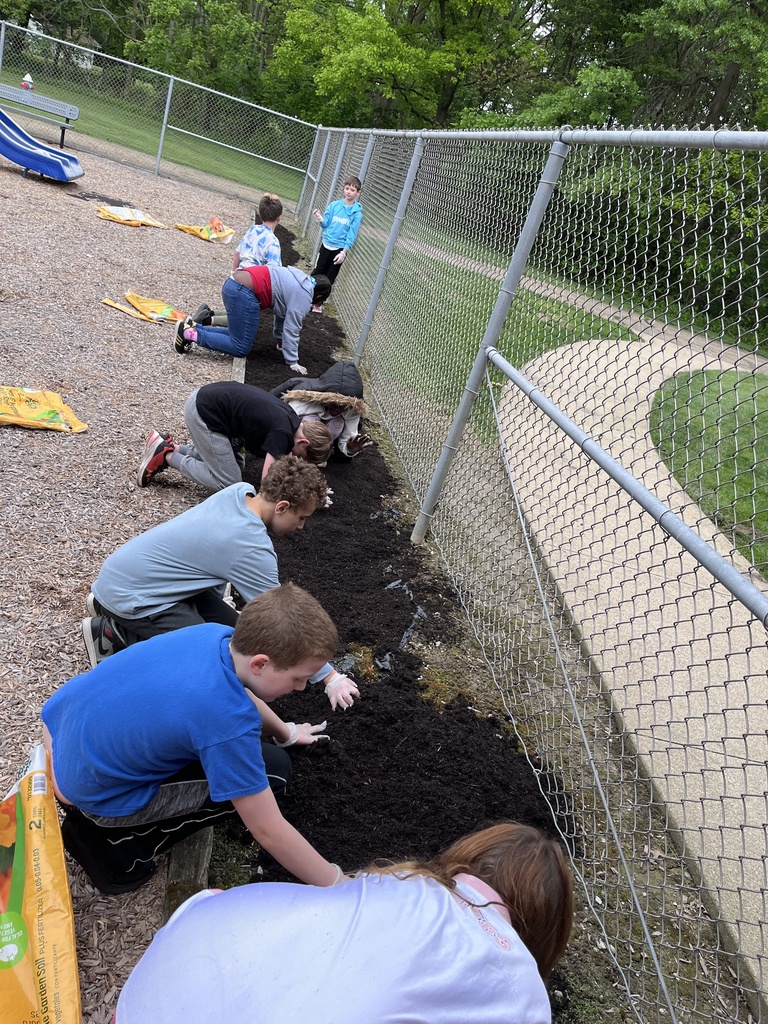 Students planting the seeds