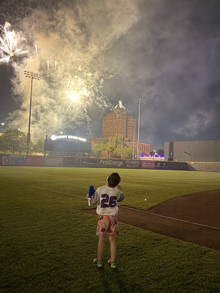 Bishop watching the fireworks from the field