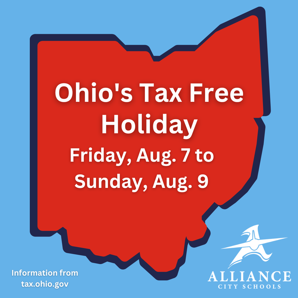 Ohio tax free holiday: Friday Aug 7 to Sunday Aug. 9