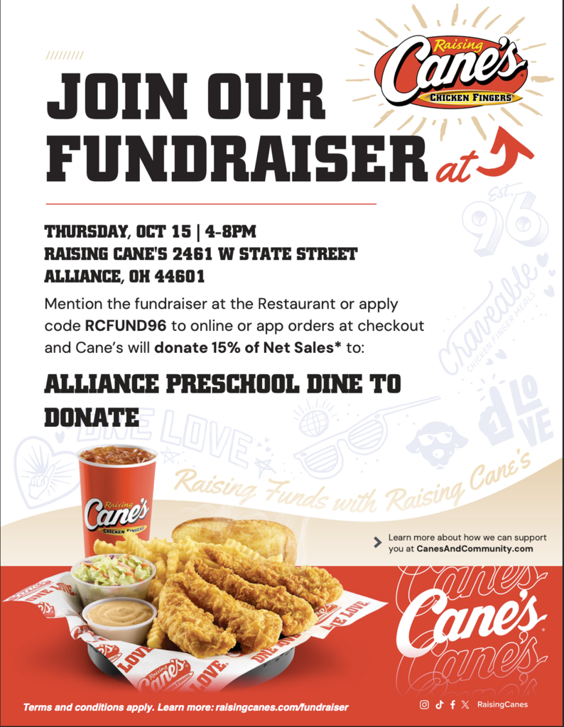 Raising Canes fundraising flyer