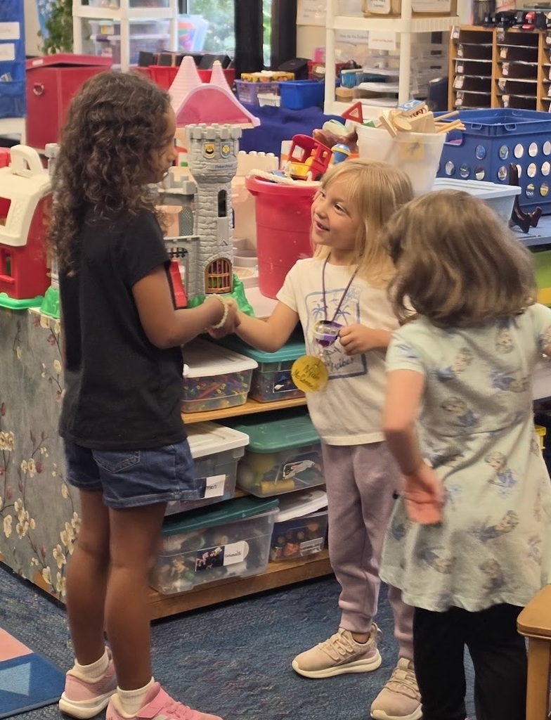 Two students shaking hands and introducing themselves