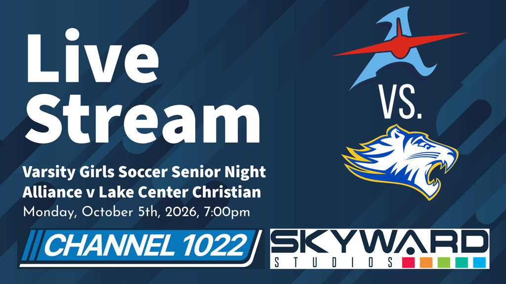 colorful graphic promoting the livestream of the girls soccer game on oct. 5 at 7 pm