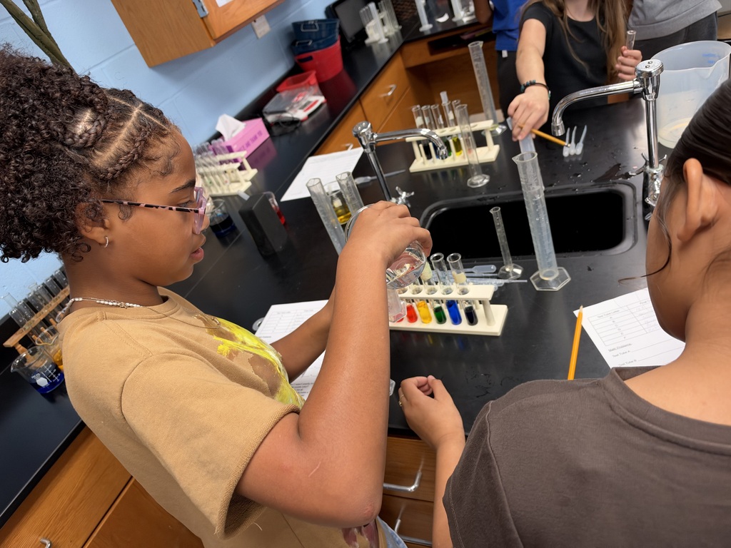 A student pours a liquid from one test tube into another