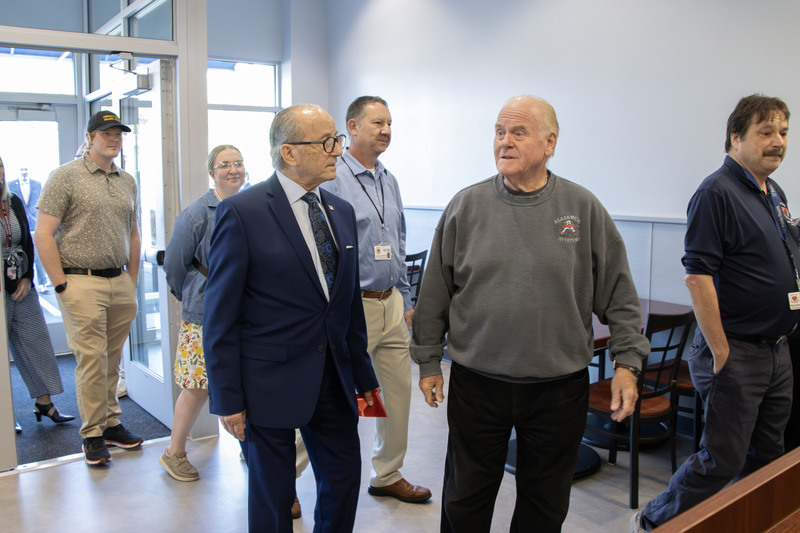 Mayor Andre Grove and Alliance School board member Bill Koch visits the new culinary program