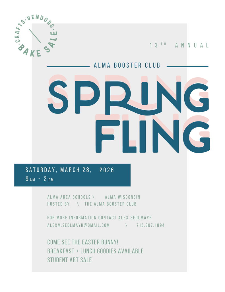Spring Fling Flier. March 28th at Alma Area Schools. 