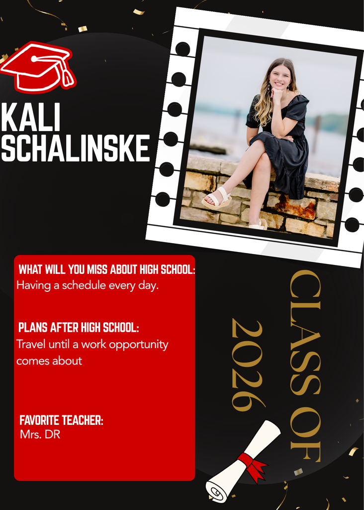 Senior Spotlight for this week. Kali Schalinske, Class of 2026.