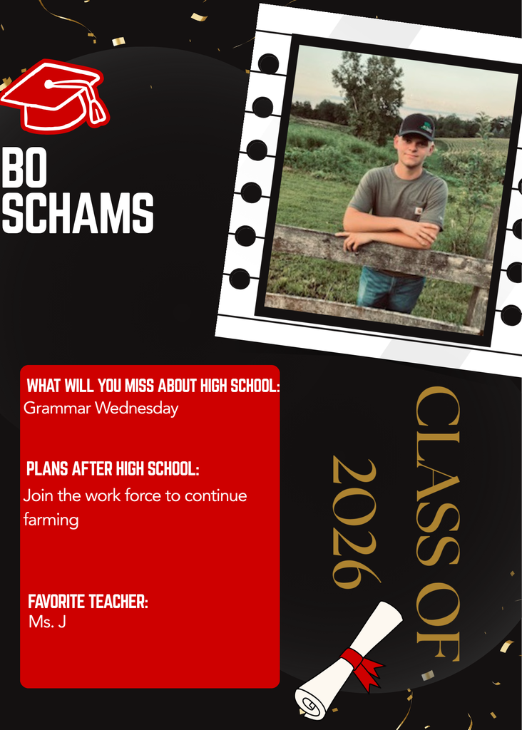 Senior Spotlight for this week. Bo Schams, Class of 2026.